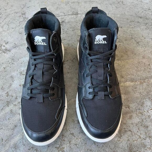 Sorel Explorer II High Top Lace-up Sneaker Boots Black White Women's 10 - Picture 2 of 8